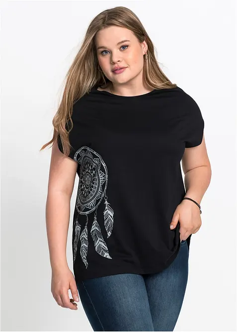 Shirt in schwarz von vorne (im Anschnitt) - bonprix