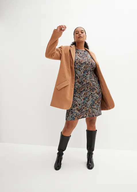 Shirtkleid mit Paisley-Druck in schwarz von vorne (Totalaufnahme) - bonprix