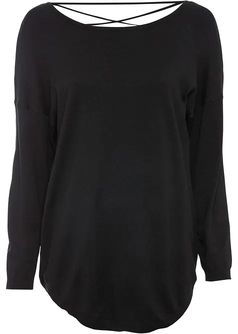 Feinstrickpullover aus Viskose-Mix in schwarz von vorne - bonprix
