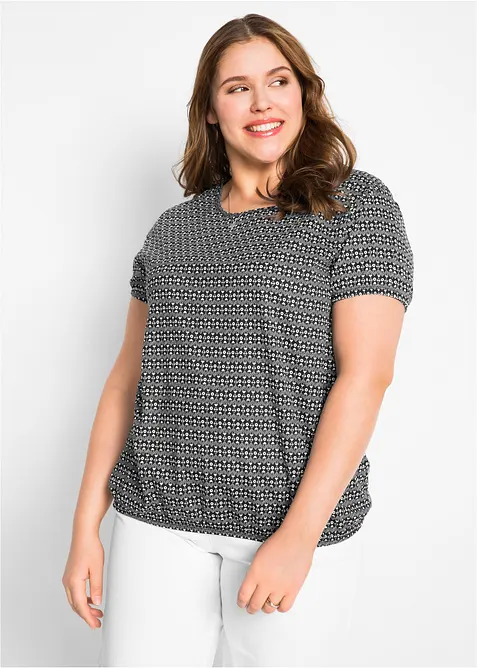 Shirt aus reiner Baumwolle in schwarz von vorne (im Anschnitt) - bonprix