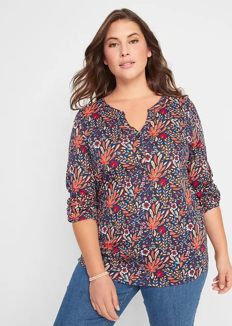 Tunika-Shirt aus reiner Bio-Baumwolle in orange von vorne (im Anschnitt) - bonprix