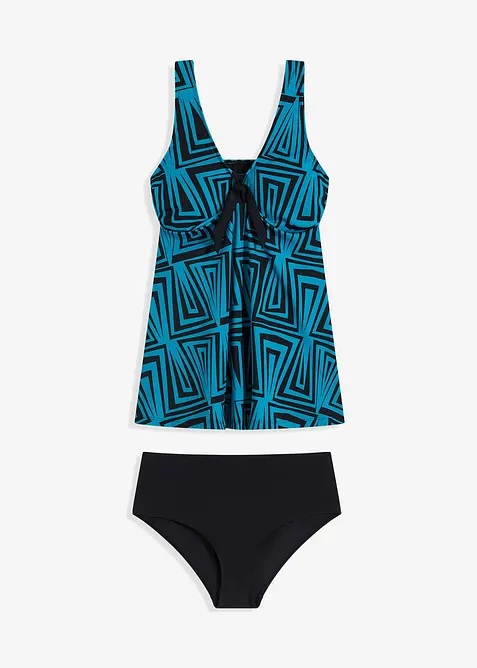 Long-Tankini mit breiten Trägern (2-tlg.Set) in schwarz von vorne - bonprix