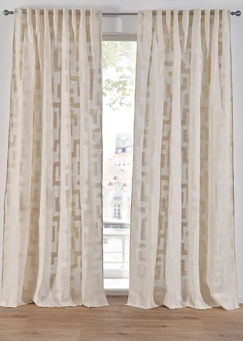 Jacquard Vorhang Mit Totenkopf & Grünen Blättern - Elegante Fensterdekoration 137x46cm