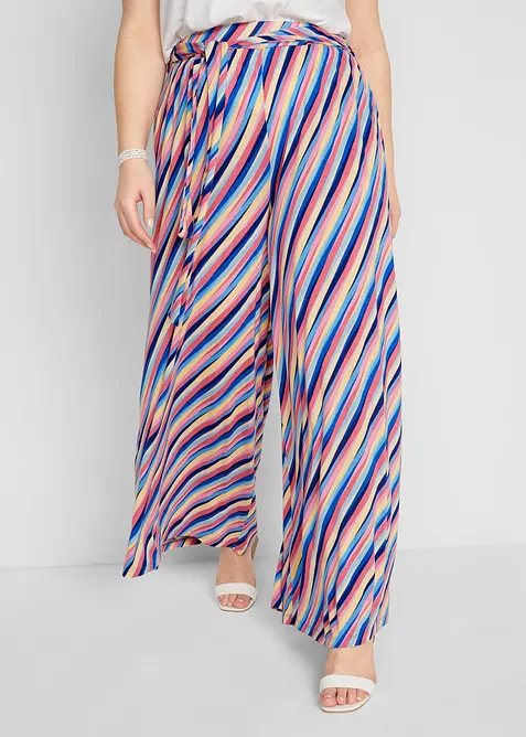 Jersey-Palazzohose aus softem Viskose-Mix in pink von vorne - bonprix