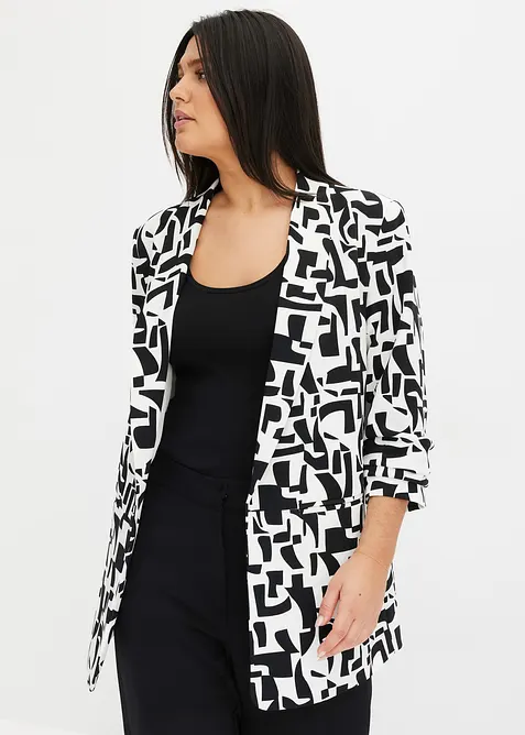 bedruckter Longblazer in weiß von vorne (im Anschnitt) - bonprix