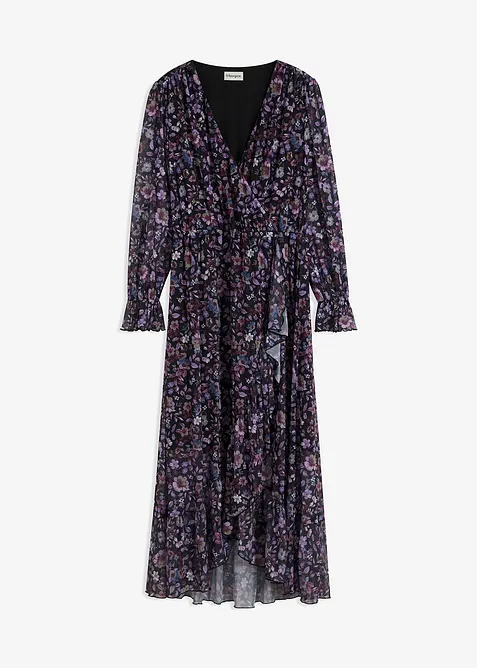 Mesh-Kleid mit floralem Print in rot von vorne - bonprix