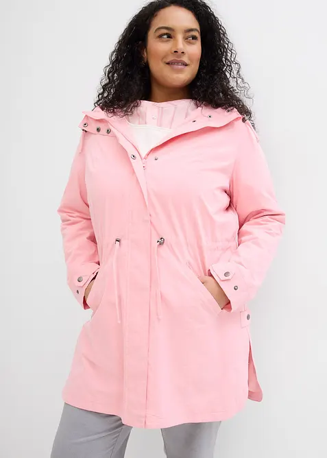 Long-Parka mit Kapuze in rosa von vorne (Totalaufnahme) - bonprix