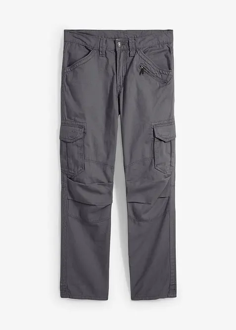 Relaxed-Fit Cargohose, Straight in grau von vorne - bonprix