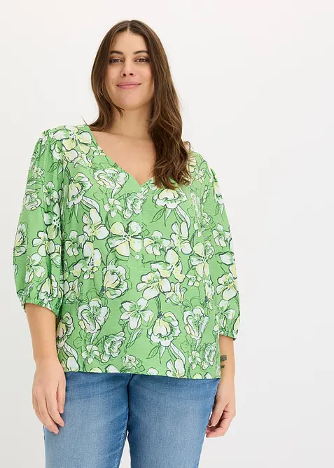 Bluse aus feinem Viskose-Mix in grün von vorne (im Anschnitt) - bonprix