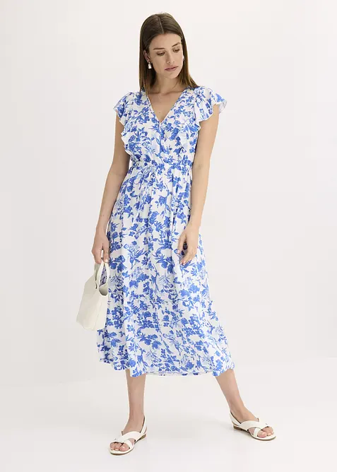 Midikleid aus fließender Viskose in weiß im Look von vorne (Totalaufnahme) - bonprix