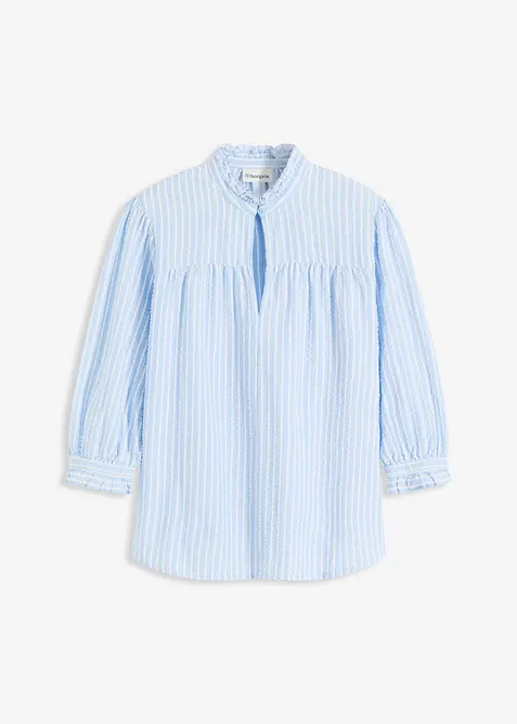 Bluse aus Baumwoll-Viskose Mix in blau von vorne - bonprix