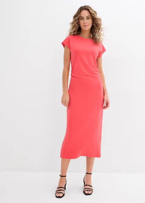 Midikleid aus softem Punto-di-Roma in pink von vorne (Totalaufnahme) - bonprix