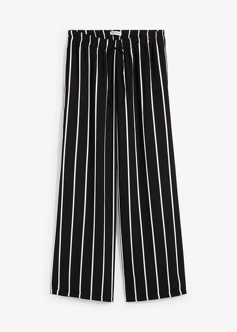 Marlenehose aus leichtem Crêpe in schwarz von vorne - bonprix