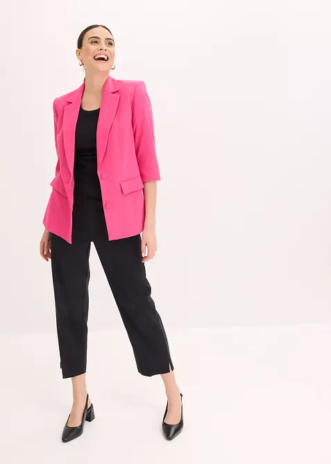 Blazer mit modisch betonten Schultern aus softem Viskose-Mix in pink im Look von vorne (Totalaufnahme) - bonprix