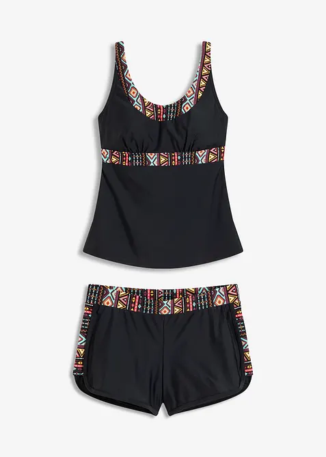 Tankini mit Badeshorts (2-tlg.Set) in schwarz von vorne - bonprix