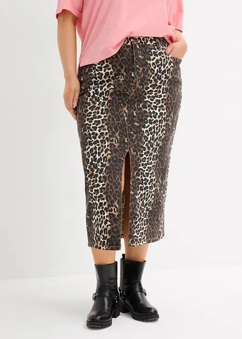Twill-Rock aus Baumwolle mit Stretch in beige von vorne - bonprix