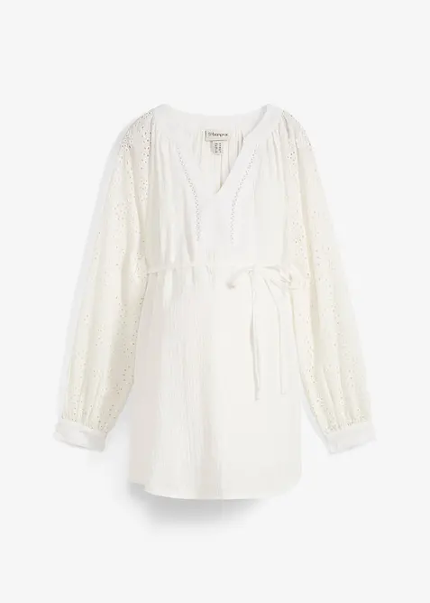 Umstandsbluse aus Baumwoll-Musselin in weiß von vorne - bonprix