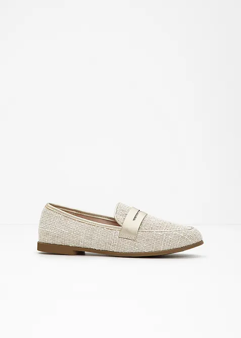 Penny-Loafer mit Metallic-Details in beige - bonprix