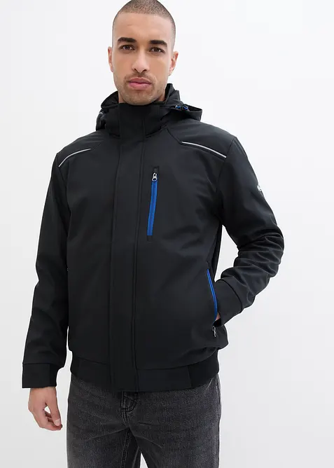 Wasserabweisende Softshelljacke in schwarz von vorne (im Anschnitt) - bonprix