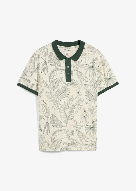 Poloshirt aus reiner Bio-Baumwolle in beige von vorne - bonprix