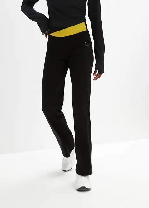 Baumwoll Sporthose mit Stretch, Bootcut in schwarz von vorne - bonprix