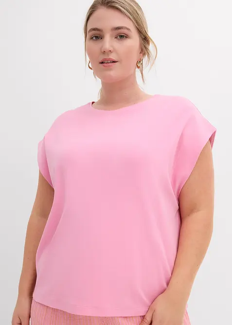 Shirt aus reiner Bio-Baumwolle in rosa von vorne (im Anschnitt) - bonprix