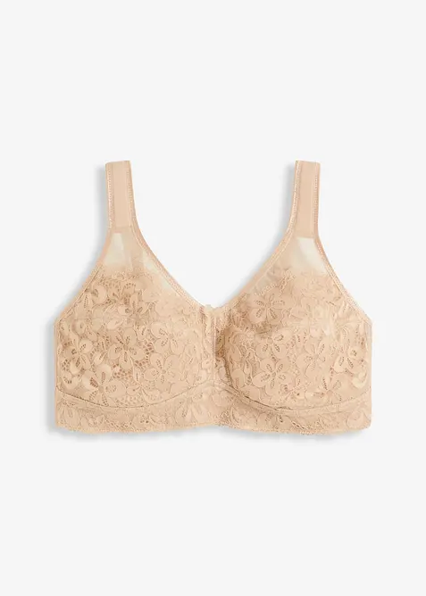 Entlastungs-BH ohne Bügel mit gepolsterten Trägern in beige von vorne - bonprix