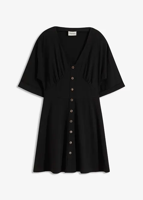Tailliertes Minikleid in schwarz von vorne - bonprix