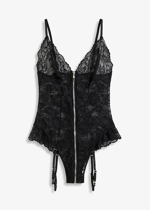 Body mit Reißverschluss in schwarz von vorne - bonprix