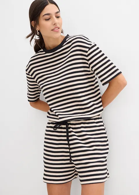 Jumpsuit aus reiner Bio-Baumwolle in beige von vorne (Totalaufnahme) - bonprix