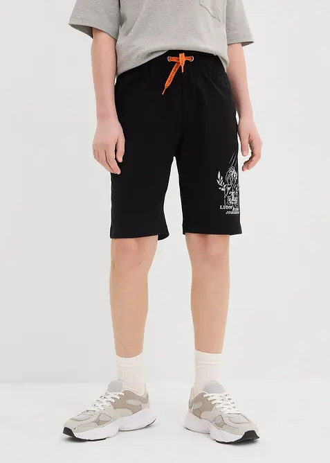Jersey-Bermuda (2er Pack) mit Bio-Baumwolle in schwarz von vorne - bonprix