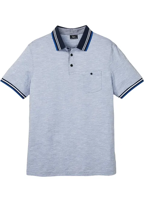 Poloshirt aus reiner Bio-Baumwolle in blau von vorne - bonprix