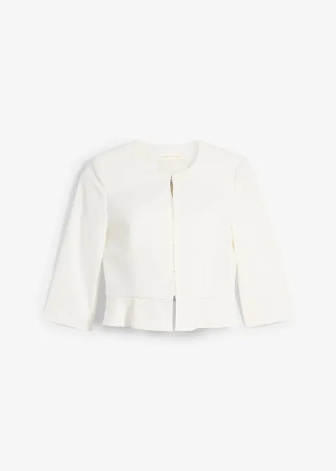 Kurzer Umstandsblazer aus Satin in weiß von vorne - bonprix