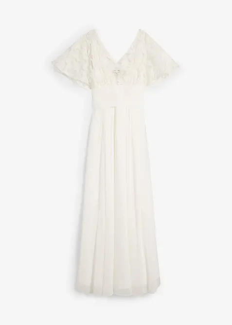 2-in-1 Umstandsbrautkleid mit diskreter Stillfunktion in weiß von vorne - bonprix