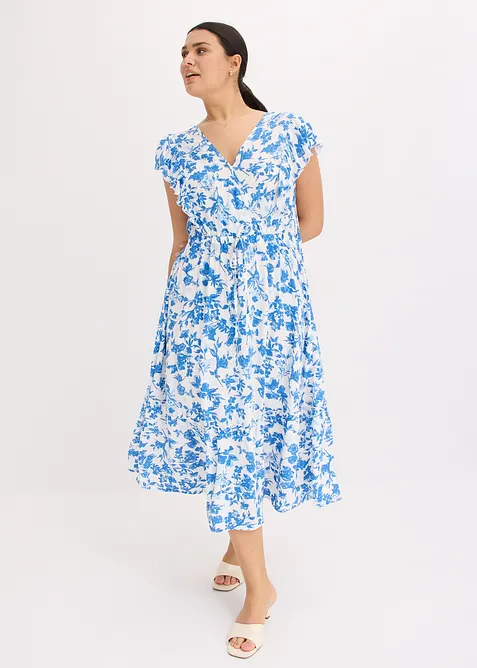 Midikleid aus fließender Viskose in weiß von vorne (Totalaufnahme) - bonprix