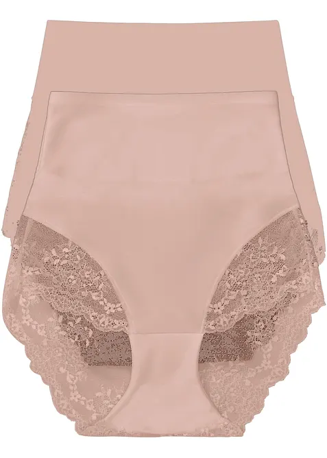 Medium Lasercut Shape Panty (2er Pack) in beige von vorne - bonprix