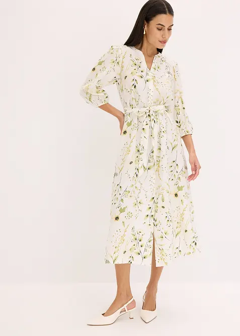 Blusenkleid aus Viskose-Mix in weiß von vorne (Totalaufnahme) - bonprix