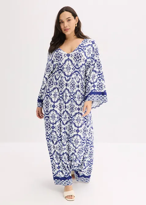 Maxikleid aus softem Viskose-Mix in weiß von vorne (Totalaufnahme) - bonprix
