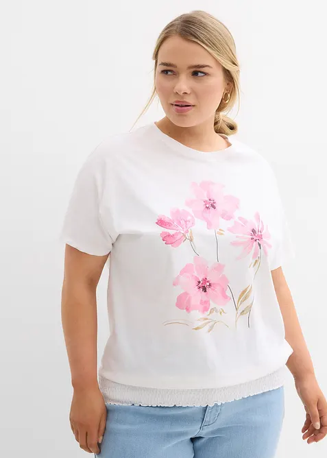 Shirt aus Bio-Baumwolle in weiß von vorne (im Anschnitt) - bonprix