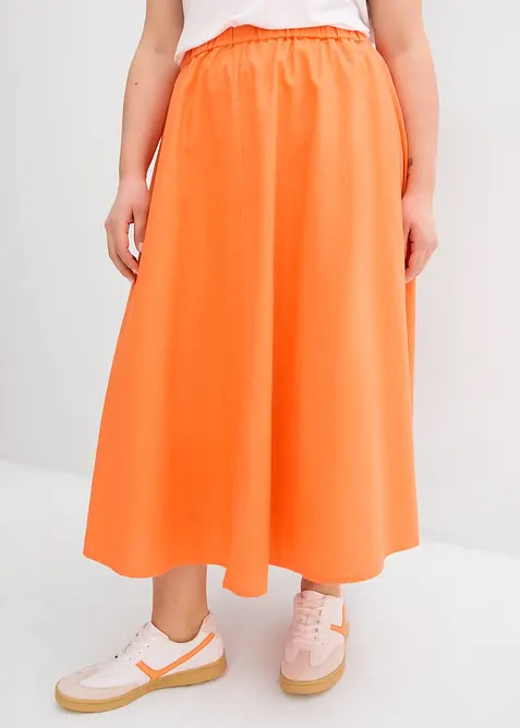 Midirock aus Leinen-Mix in orange von vorne - bonprix