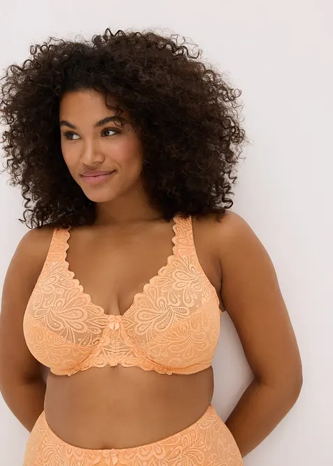 Bügel-BH mit gepolsterten Trägern in orange von vorne (im Anschnitt) - bonprix