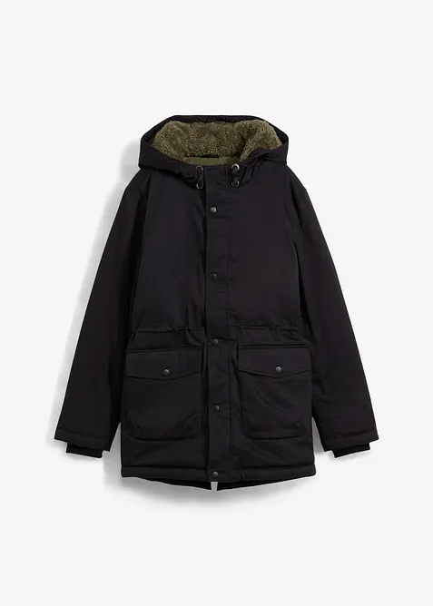 warm gefütterter Winterparka, wasserabweisend in schwarz von vorne - bonprix