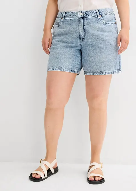 Jeans-Shorts Mid Waist in blau von vorne - bonprix