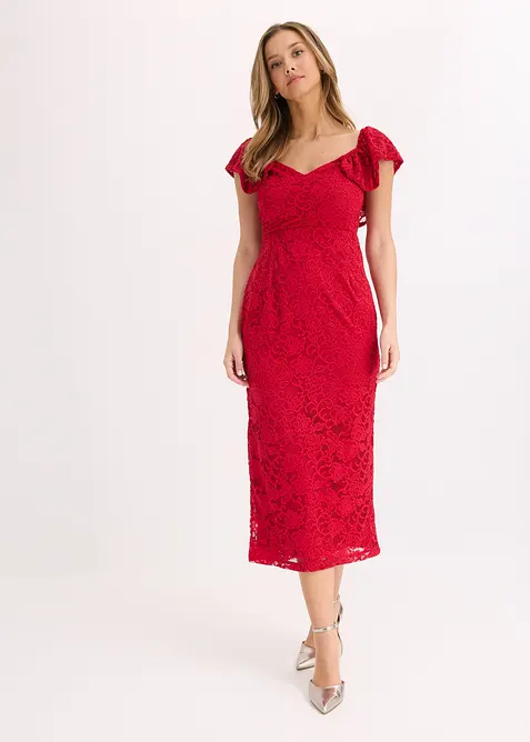 bonprix, Spitzenkleid mit drapierten Ärmel