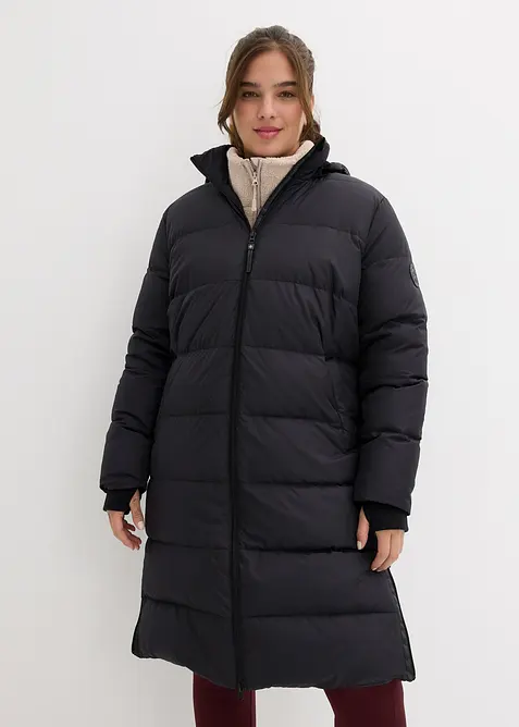 Daunenmantel mit recycelter Daune in schwarz von vorne (Totalaufnahme) - bonprix