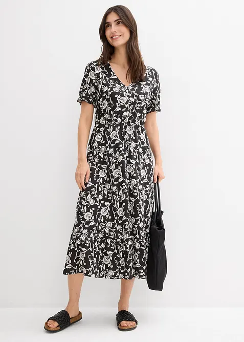 Jerseykleid in schwarz im Look von vorne (Totalaufnahme) - bonprix