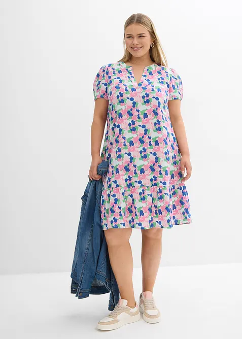 Minikleid aus weichem Musselin in weiß von vorne (Totalaufnahme) - bonprix