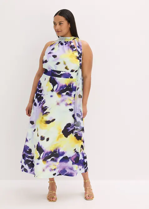 Maxikleid aus fester Scuba-Qualität in blau von vorne (Totalaufnahme) - bonprix