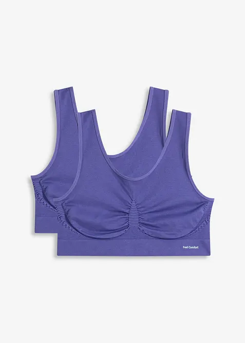 Feel Comfort Seamless Bustier (2er Pack) in blau von vorne - bonprix