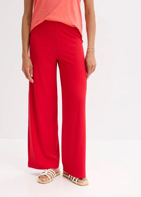 Palazzo-Hose mit Bequembund in rot von vorne - bonprix